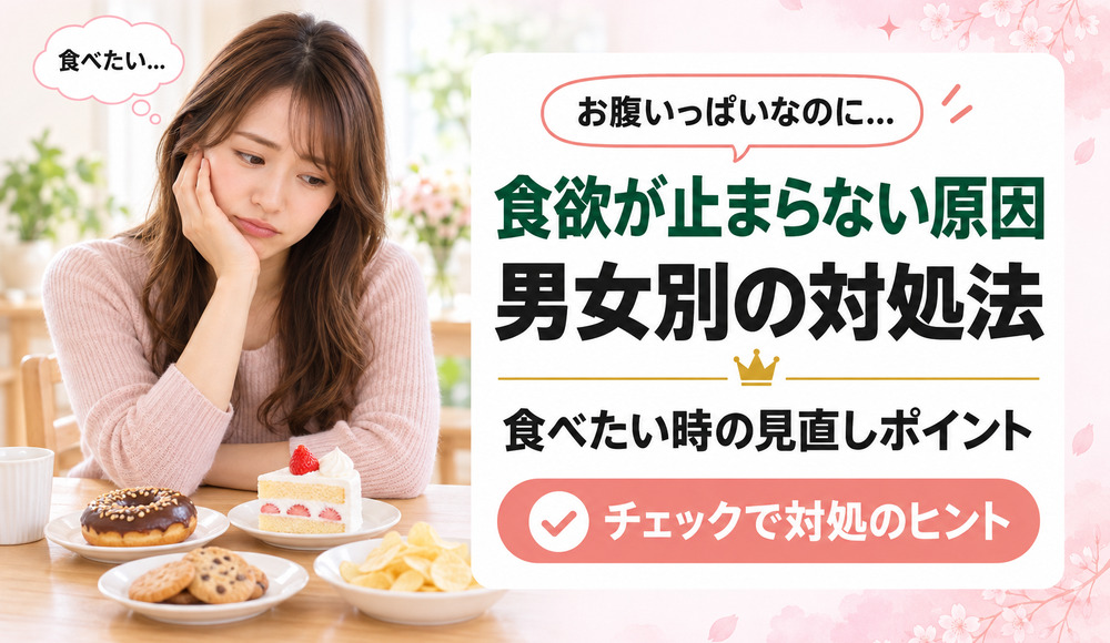 食欲が止まらない原因は女性と男性で違う？お腹がいっぱいなのに食べたい時の対処法