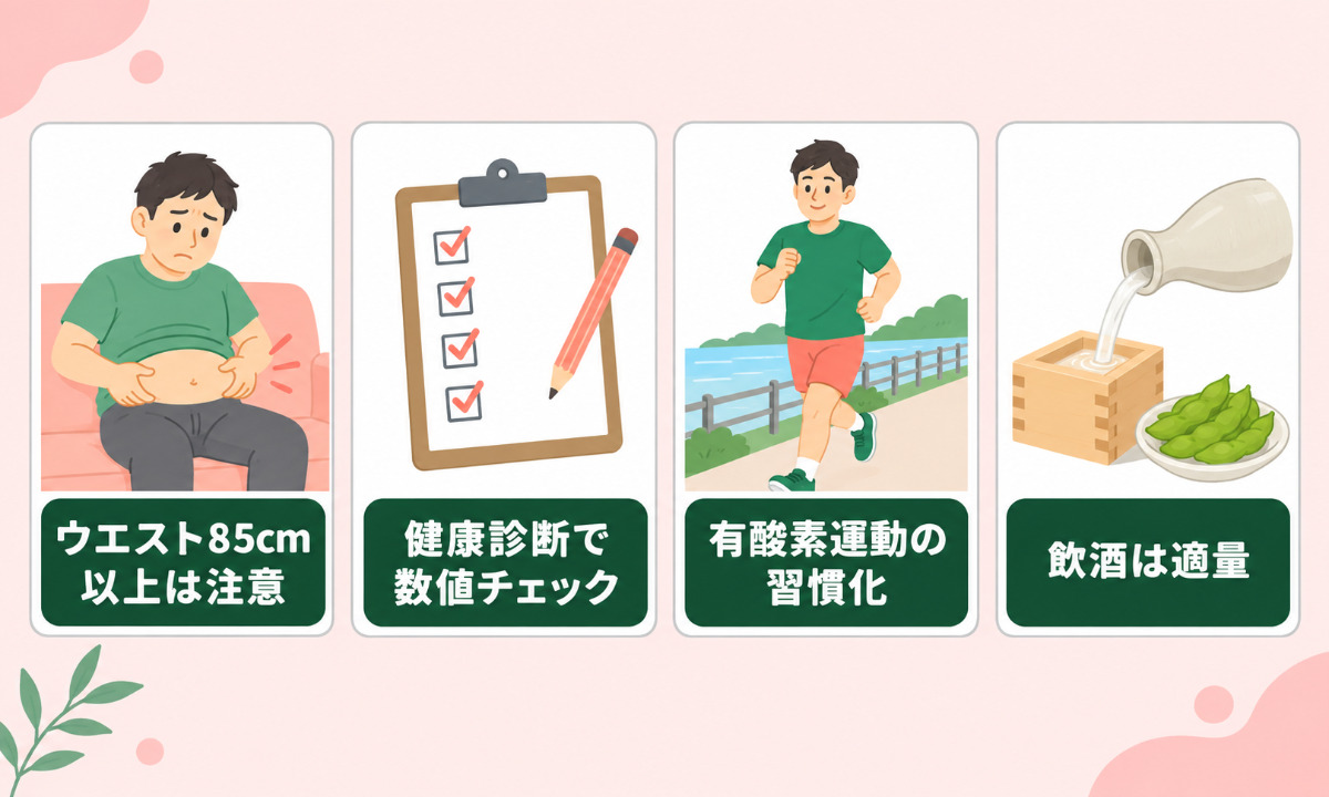男性の健康的な体型管理の3つのポイントの写真