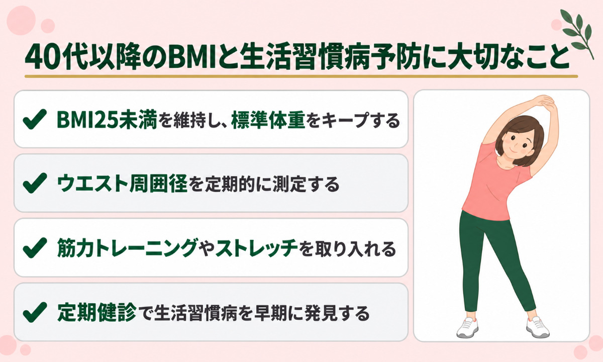 40代以降のBMIと生活習慣病予防に大切なこと