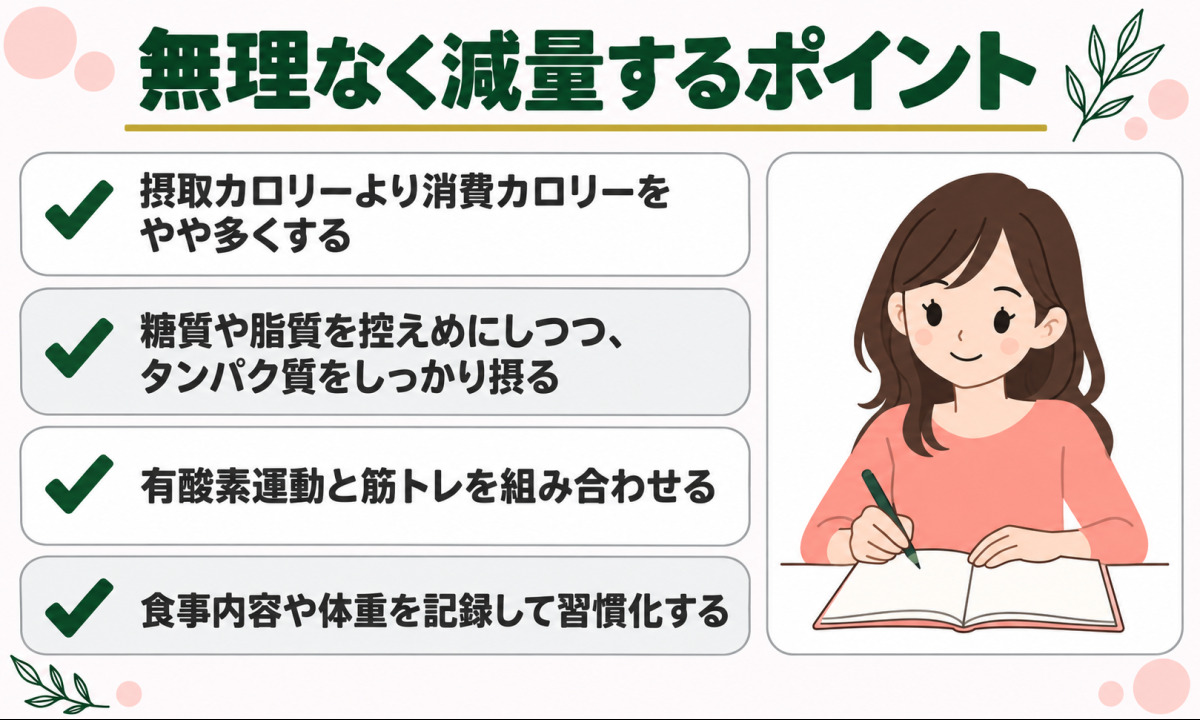 無理なく減量するポイントまとめ