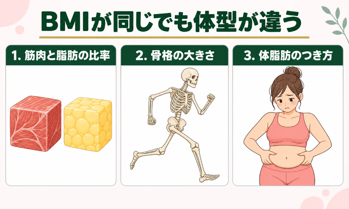 BMIが同じでも体型が違う3つの要素