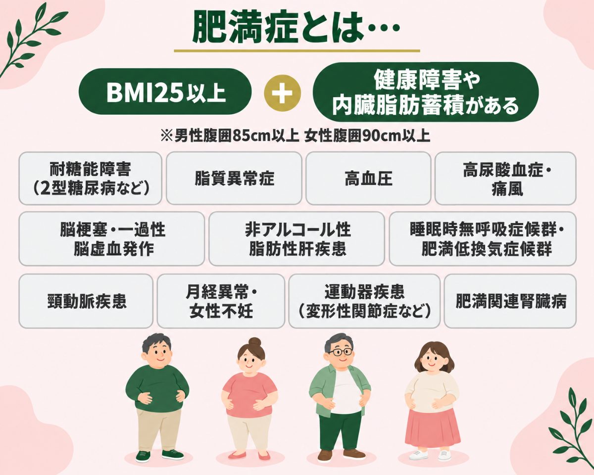 肥満症の説明と健康被害のリスクをまとめた画像