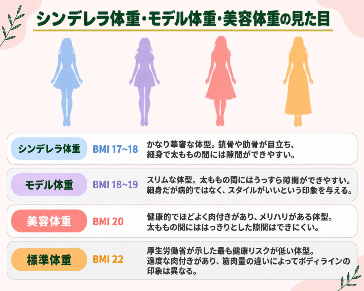 シンデレラ体重･モデル体重・美容体重の見た目