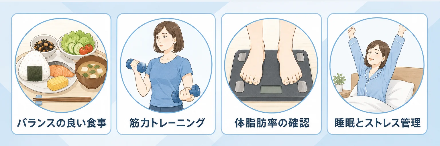 女性の健康的な体型管理の3つポイントの写真