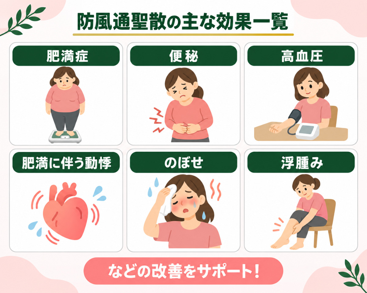 防風通聖散の主な効果一覧