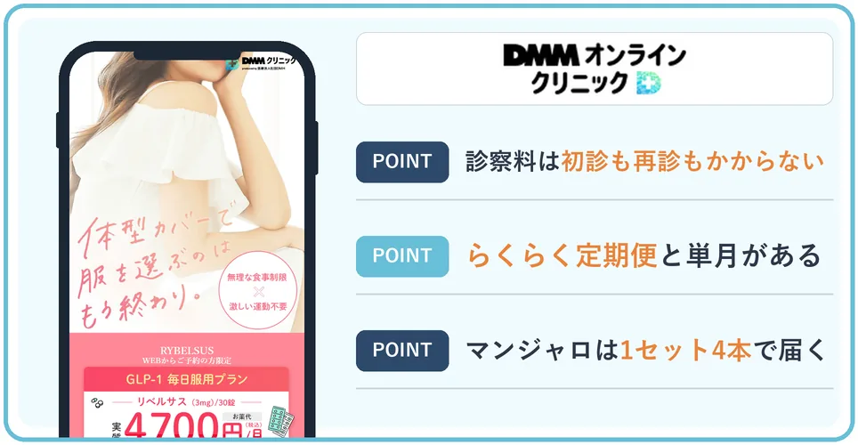 DMMオンラインクリニックの公式サイトを映したスマホの写真