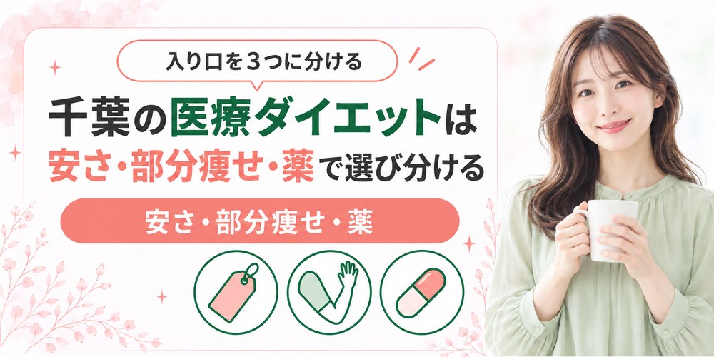 千葉の医療ダイエットをコースの総額と部分痩せの単価と薬の3つの入り口で絞り込む図