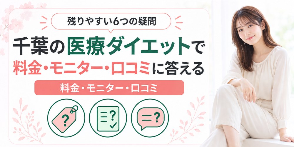 千葉の医療ダイエットで迷いやすい料金とモニターと保険の6つの疑問をまとめた図