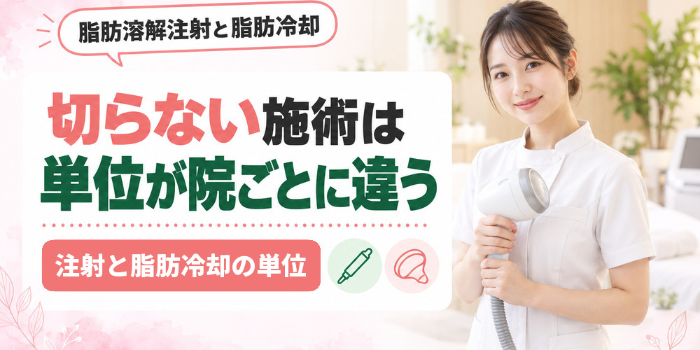 福岡で受けられる脂肪溶解注射と脂肪冷却の料金の単位を示した図
