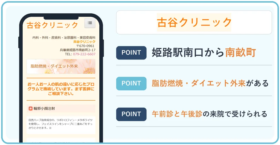 古谷クリニックの公式サイトを映したスマホの写真