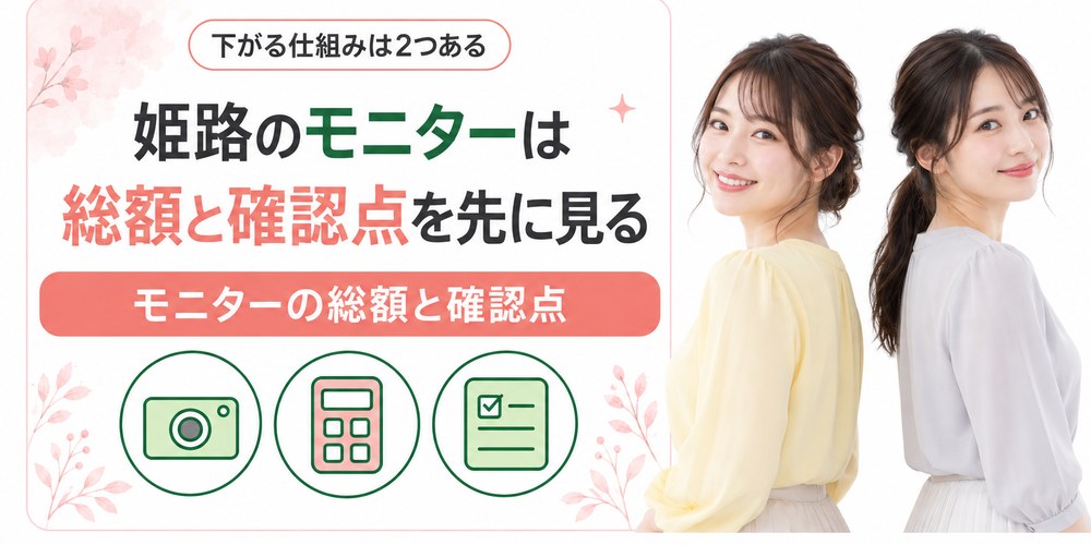 姫路の医療ダイエットのモニター料金と契約前の費用を見比べる場面のイラスト