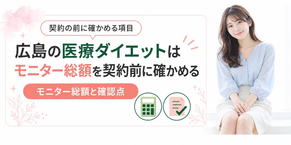 広島の医療ダイエットでモニターの条件と契約前の追加費用を整理した図