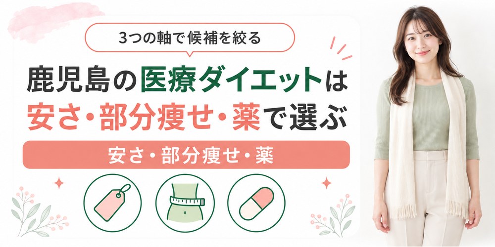 鹿児島の医療ダイエットを安さと部分痩せと薬の3つの軸で選び分ける図