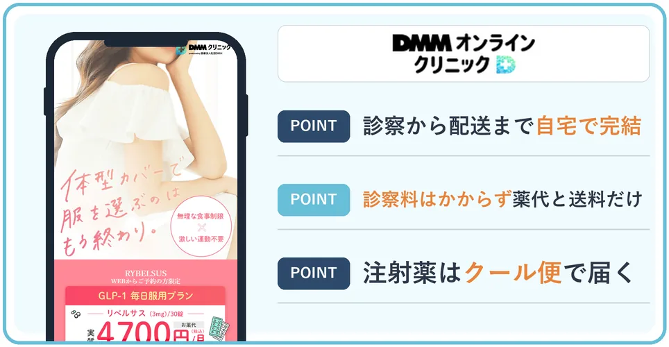 DMMオンラインクリニックの公式サイトを映したスマホの写真