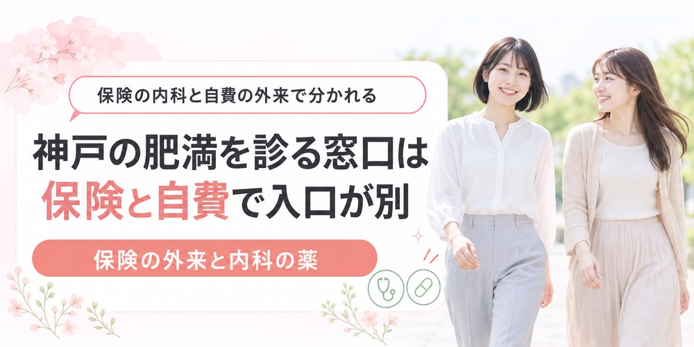 神戸で保険が使える肥満外来と自費でGLP-1を処方するクリニックを分けた図