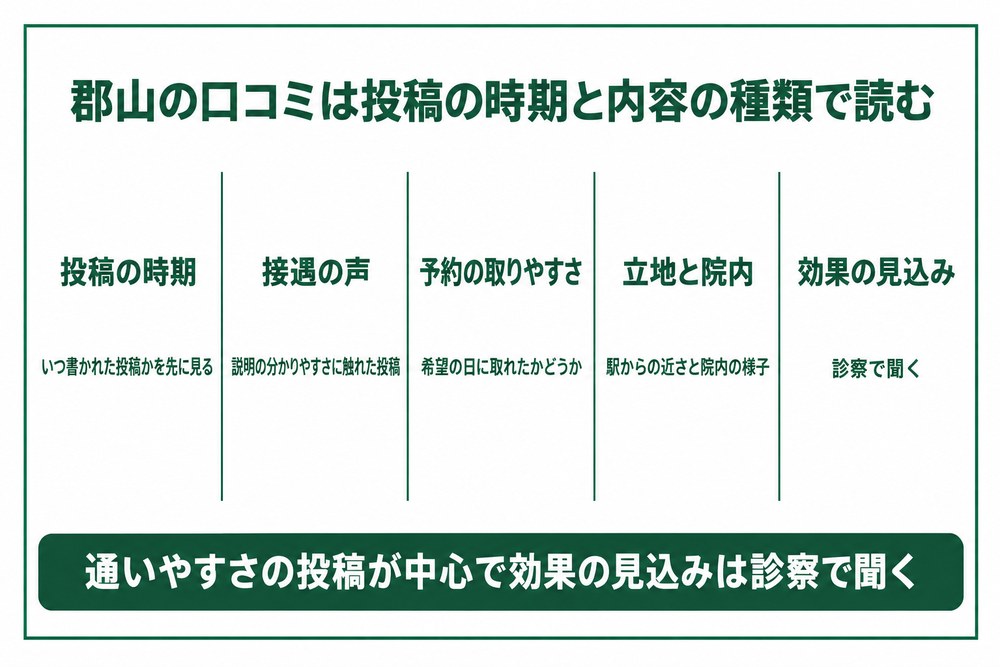 郡山の医療ダイエットの口コミを読むときの見方を整理した図