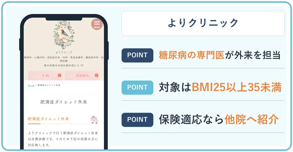 よりクリニックの公式サイトを映したスマホの写真