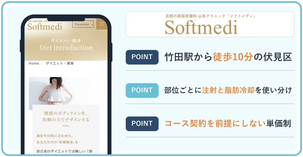 山本クリニック ソフトメディの公式サイトを映したスマホの写真