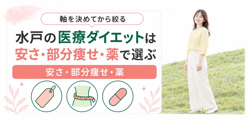 水戸の医療ダイエットを安さと部分痩せと薬の3つの入口で選び分ける図