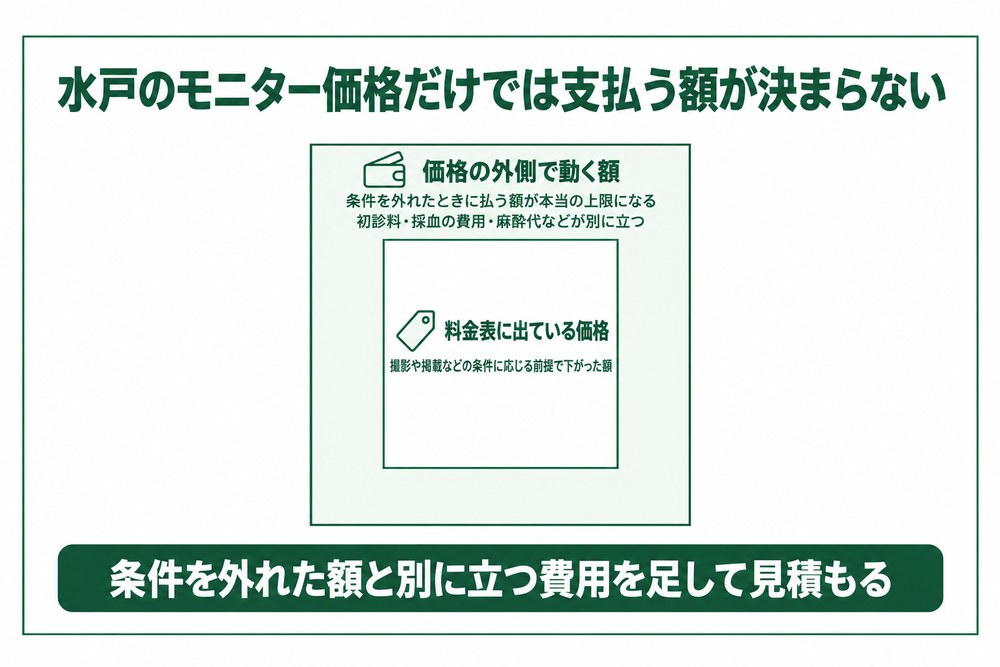 水戸の医療ダイエットでモニター価格の外側にかかる費用がある図