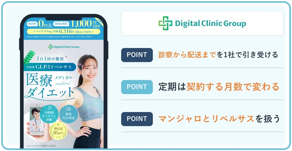 デジタルクリニックの公式サイトを映したスマホの写真