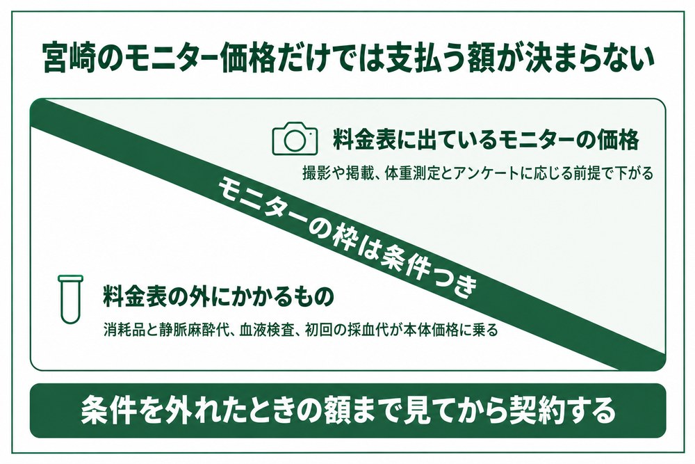 宮崎の医療ダイエットはモニター価格だけでは支払う額が決まらない図