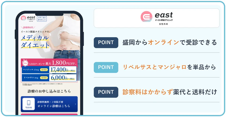 イースト駅前クリニックの公式サイトを映したスマホの写真