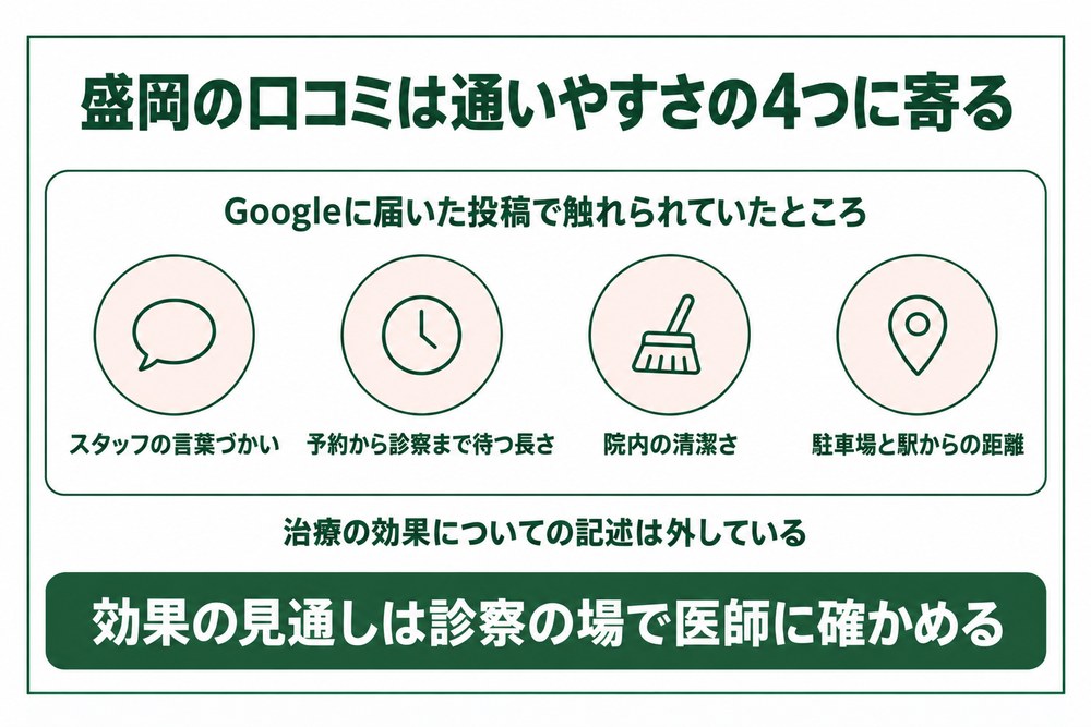 盛岡の医療ダイエットの口コミを読むときの見方を整理した図