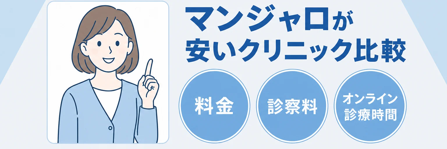 マンジャロが安いクリニック比較（料金・診察料・オンライン診療時間）