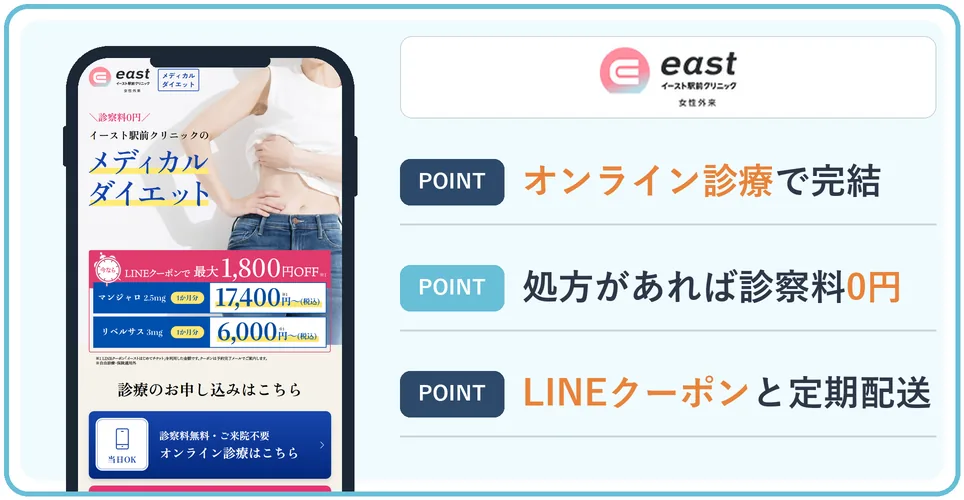 イースト駅前クリニックの公式サイトを映したスマホの写真