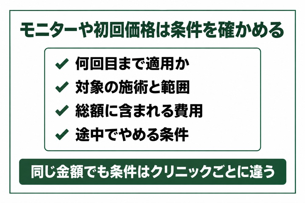 モニターや初回限定の価格を申し込む前に確かめる項目のチェックリスト