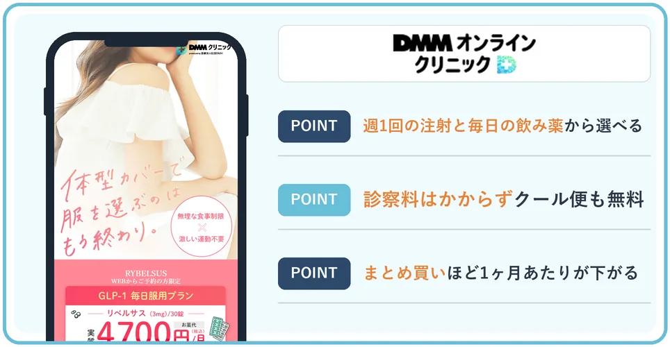 DMMオンラインクリニックの公式サイトを映したスマホの写真