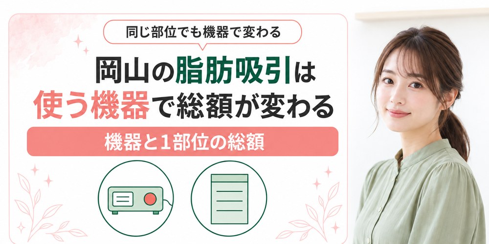 岡山の脂肪吸引は使う機器で1部位の総額が変わることを示す図