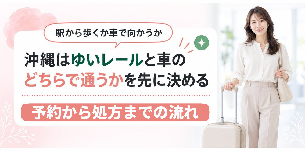 沖縄の医療ダイエットの院をゆいレールの駅と車の駐車場で整理した図