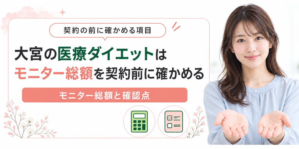 大宮の医療ダイエットでモニターの条件と契約前にかかる費用を確かめる図