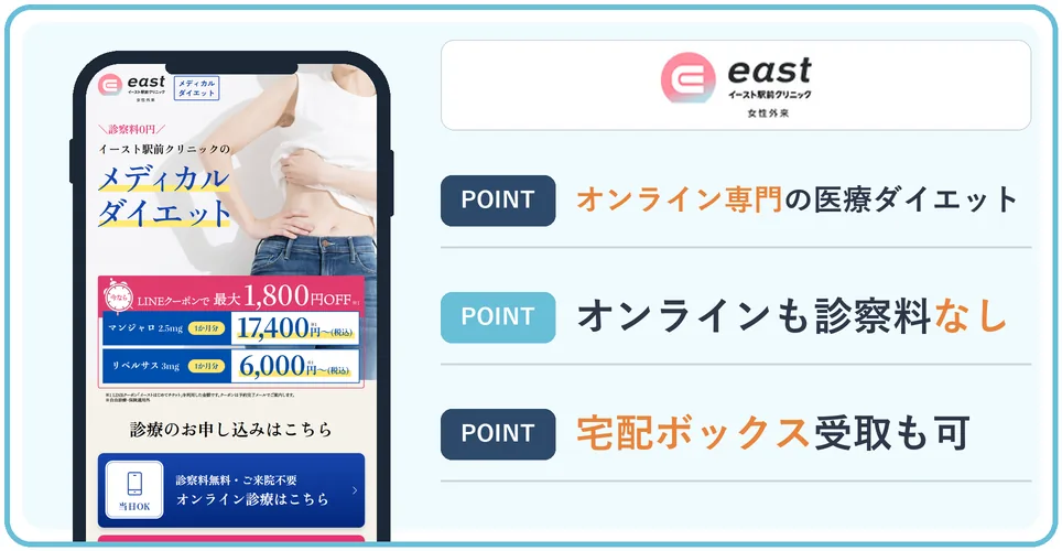イースト駅前クリニックの公式サイトを映したスマホの写真