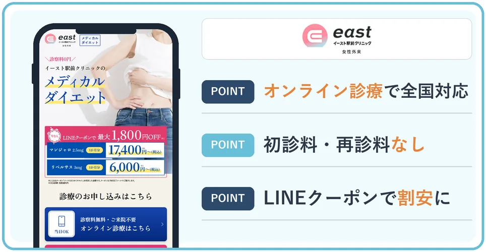 イースト駅前クリニックの公式サイトを映したスマホの写真