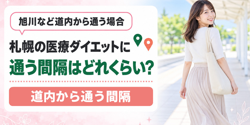 道内から札幌の医療ダイエットへ通う間隔が処方の単位とコースの回数で決まる図