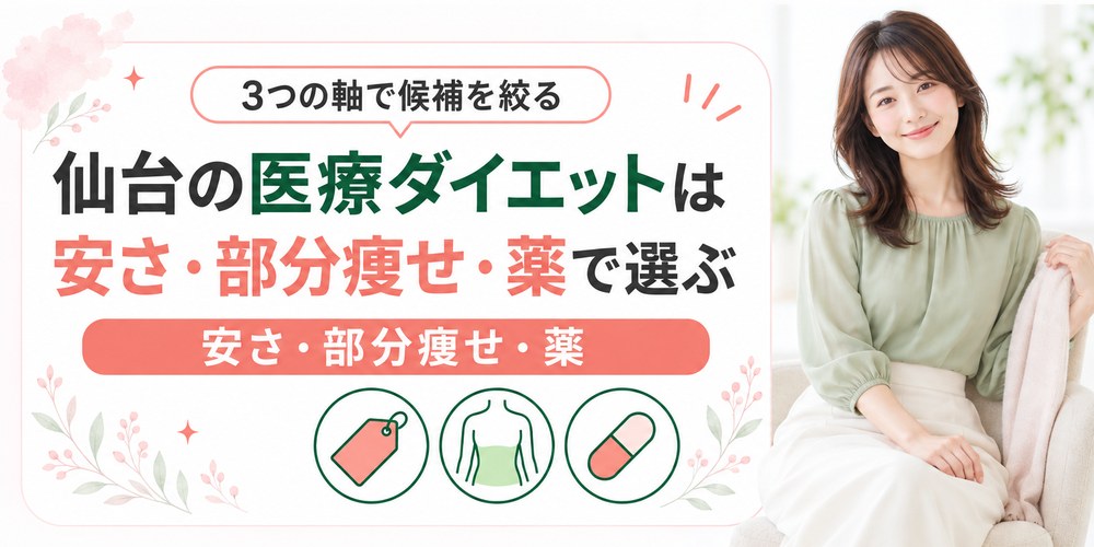 仙台の医療ダイエットを安さと部分痩せと薬の3つの軸で選ぶ図