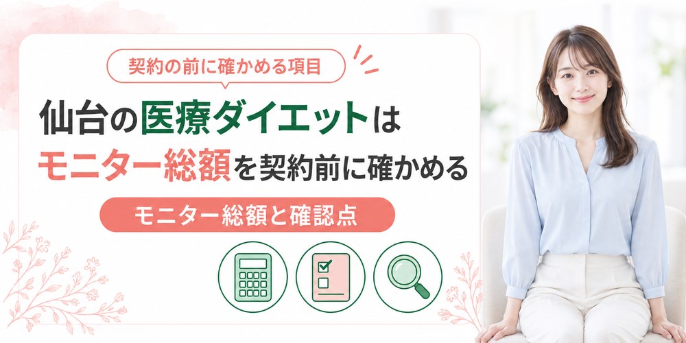 仙台の医療ダイエットのモニター総額と契約前の確認点を整理した図