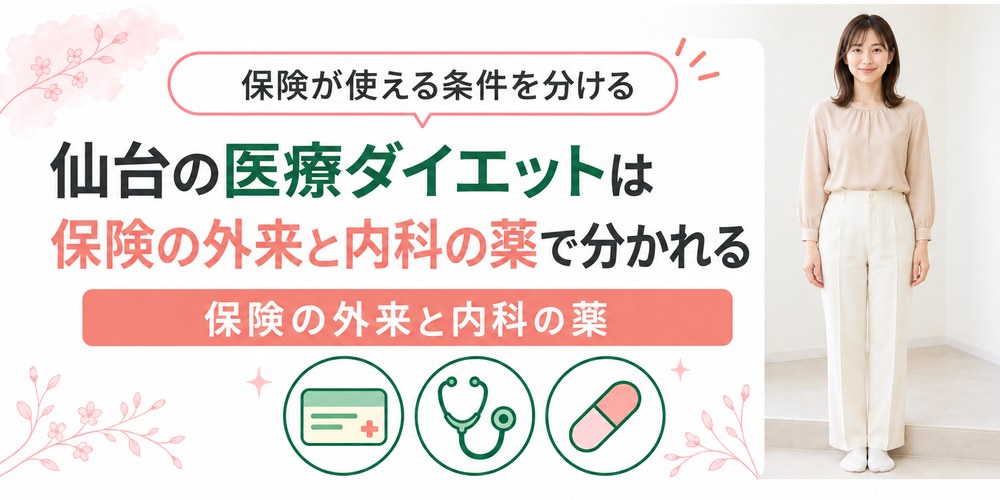 仙台で保険が使える肥満外来と自費でGLP-1を扱う内科を分けた図