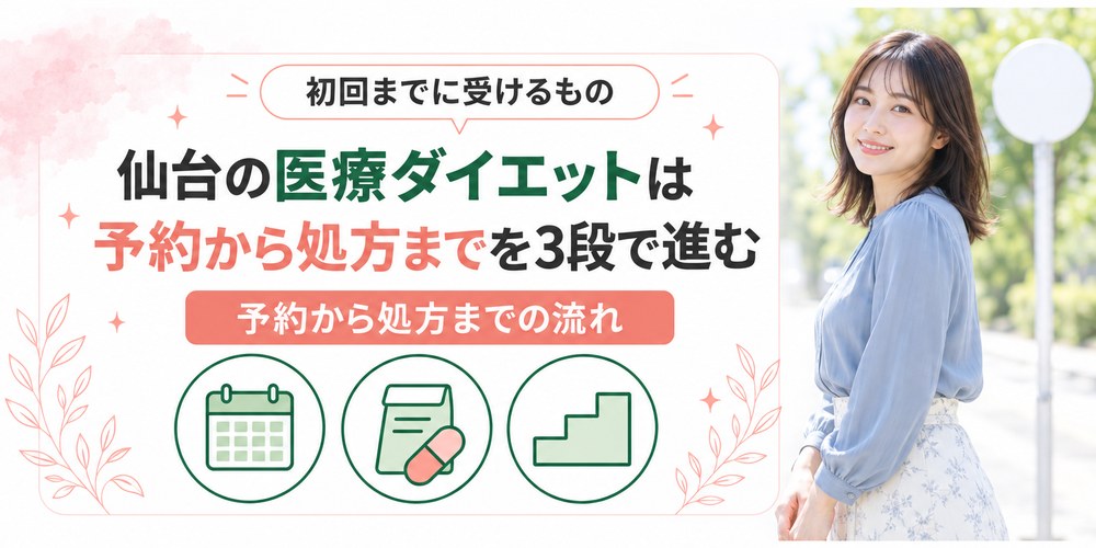 仙台の医療ダイエットを予約からカウンセリングと施術と処方まで並べた図