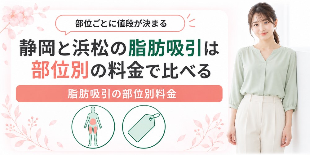 静岡と浜松の脂肪吸引を部位別の料金で比べる図
