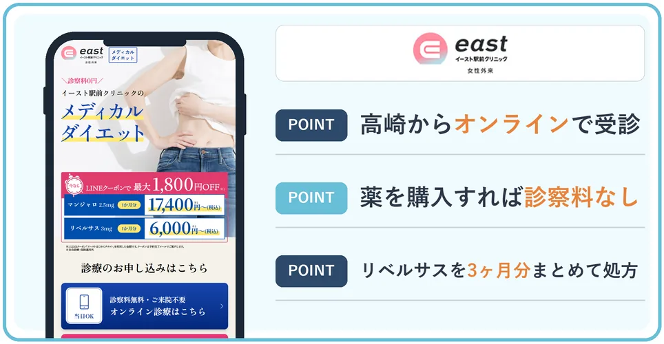 イースト駅前クリニックの公式サイトを映したスマホの写真