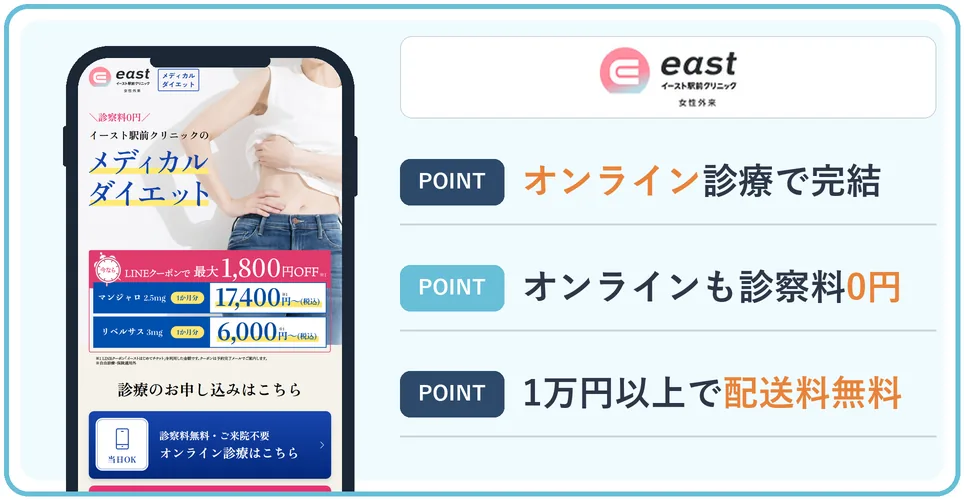 イースト駅前クリニックの公式サイトを映したスマホの写真