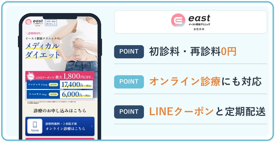 イースト駅前クリニックの公式サイトを映したスマホの写真