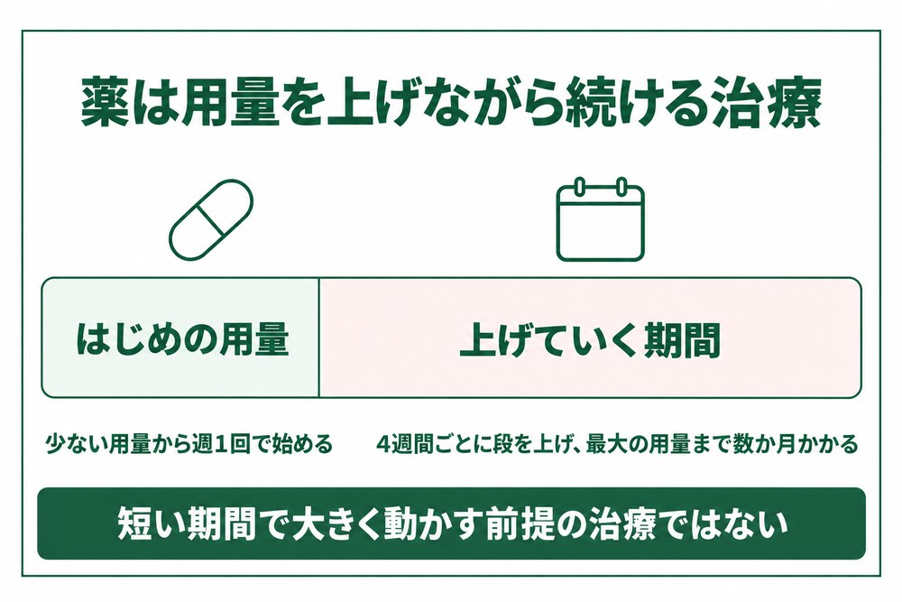 富山の医療ダイエットは用量を上げながら続ける期間がある図