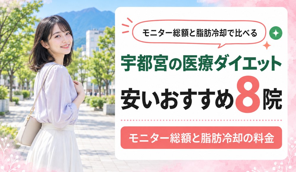 宇都宮で医療ダイエットが安いおすすめクリニック8院！モニター総額と脂肪冷却の料金