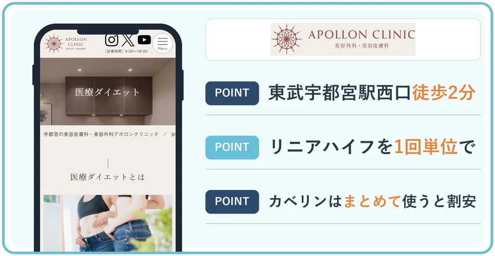 アポロンクリニックの公式サイトを映したスマホの写真