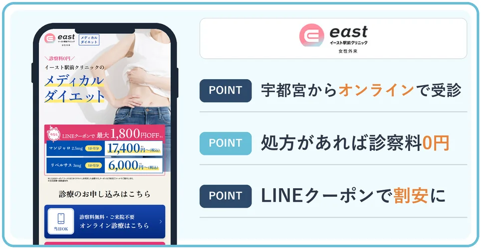 イースト駅前クリニックの公式サイトを映したスマホの写真